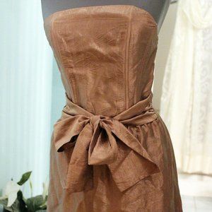 CYNTHIA VINCENT gold mini strapless cocktail dress